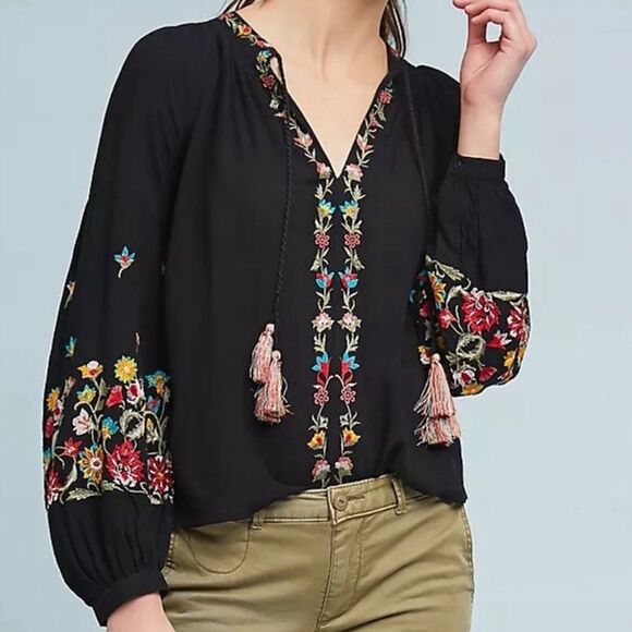 Anthropologie maeve lanie embroidered peasant top - Picture 1 of 5
